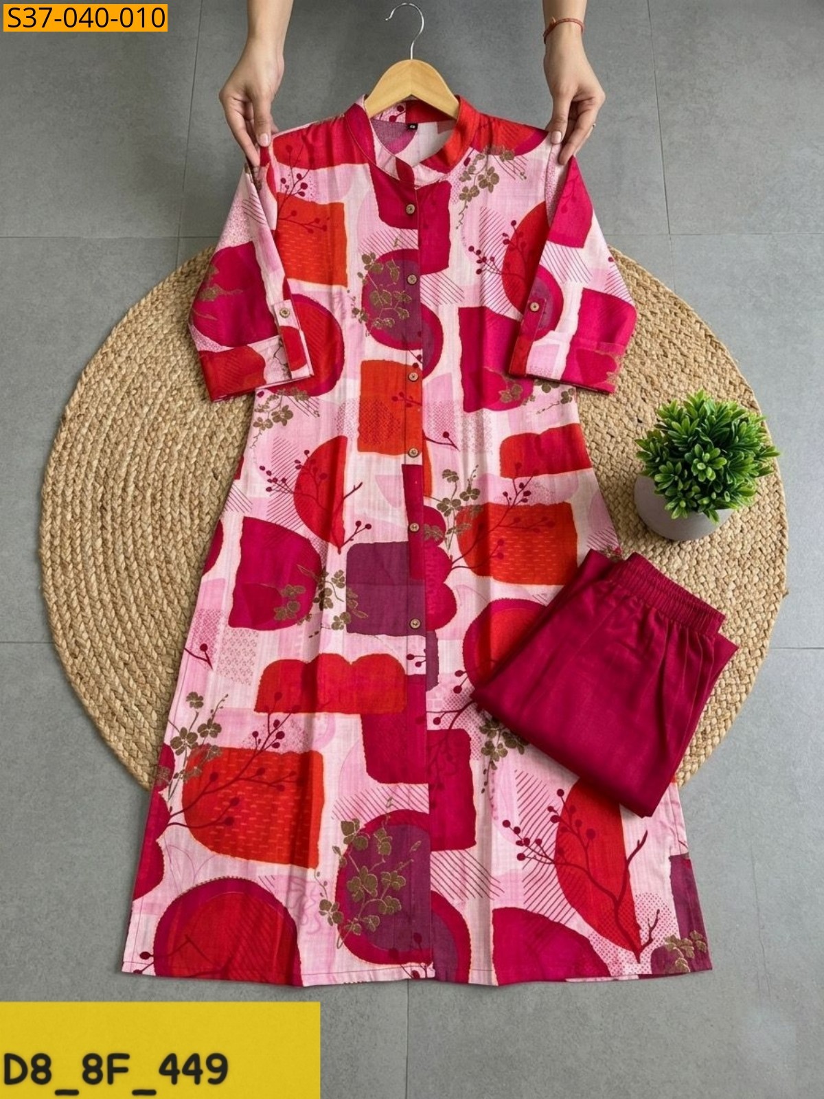 Red Fancy Cotton Kurta and Pant set