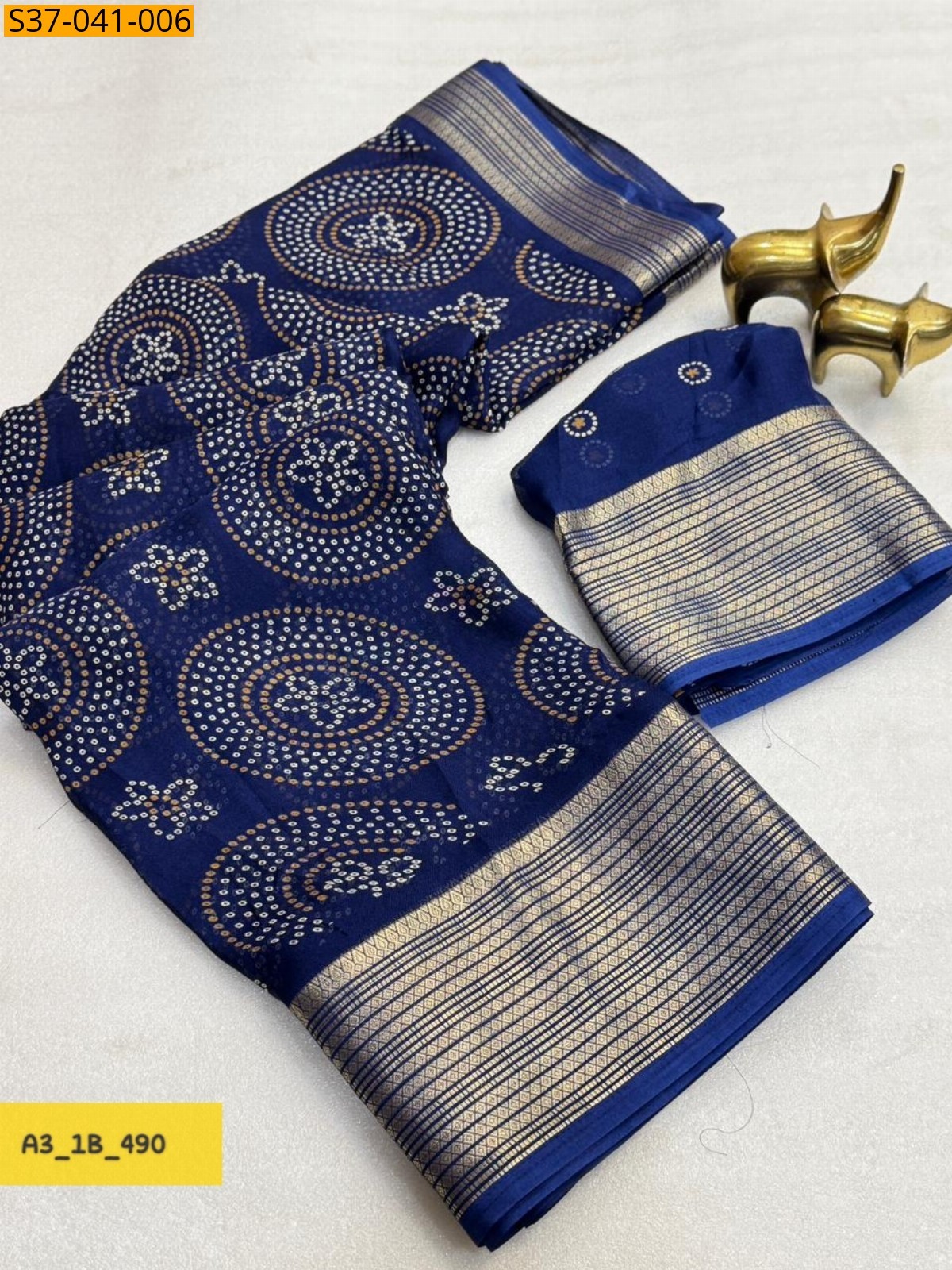 Navy Blue Fancy Massmello Saree