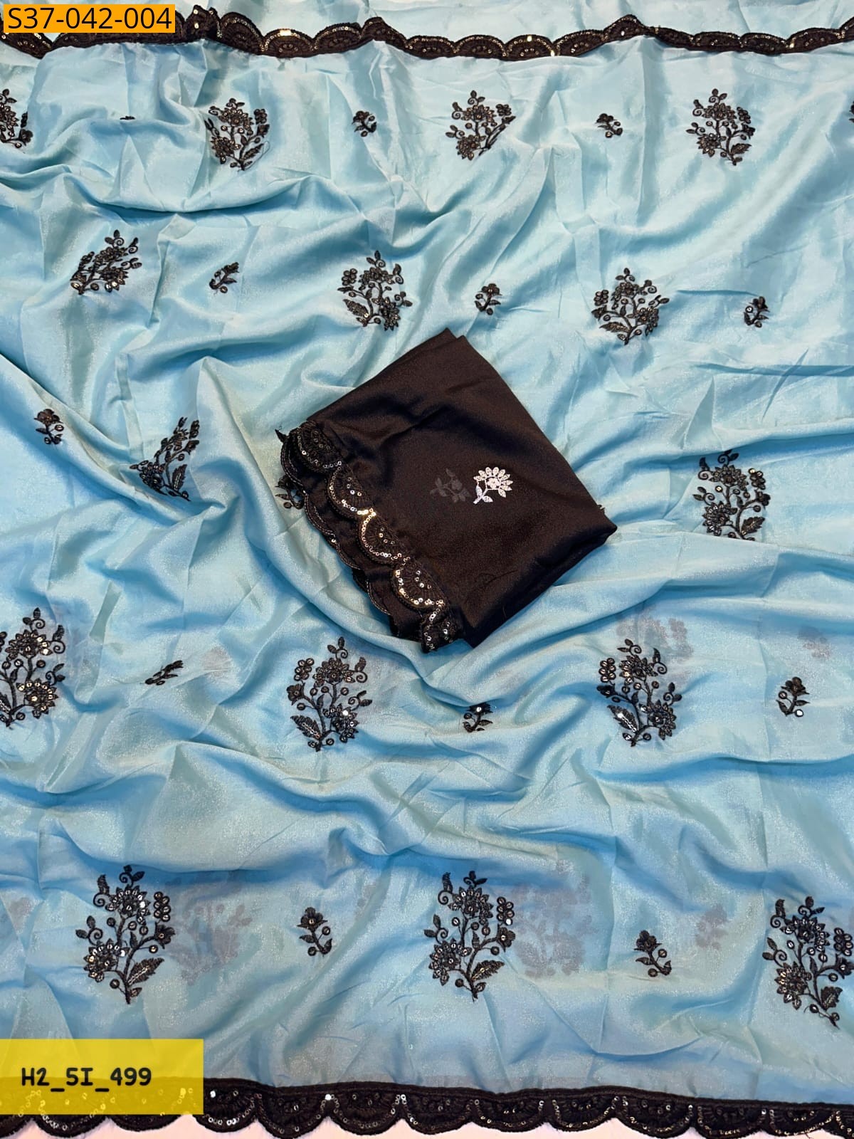 Blue Fancy Star Georgette Saree