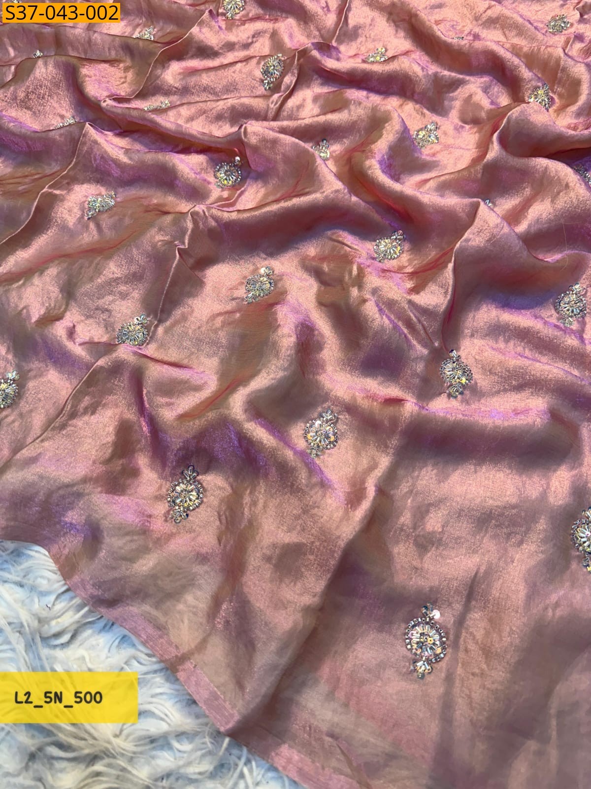 Baby Pink Fancy Fendy satin Saree