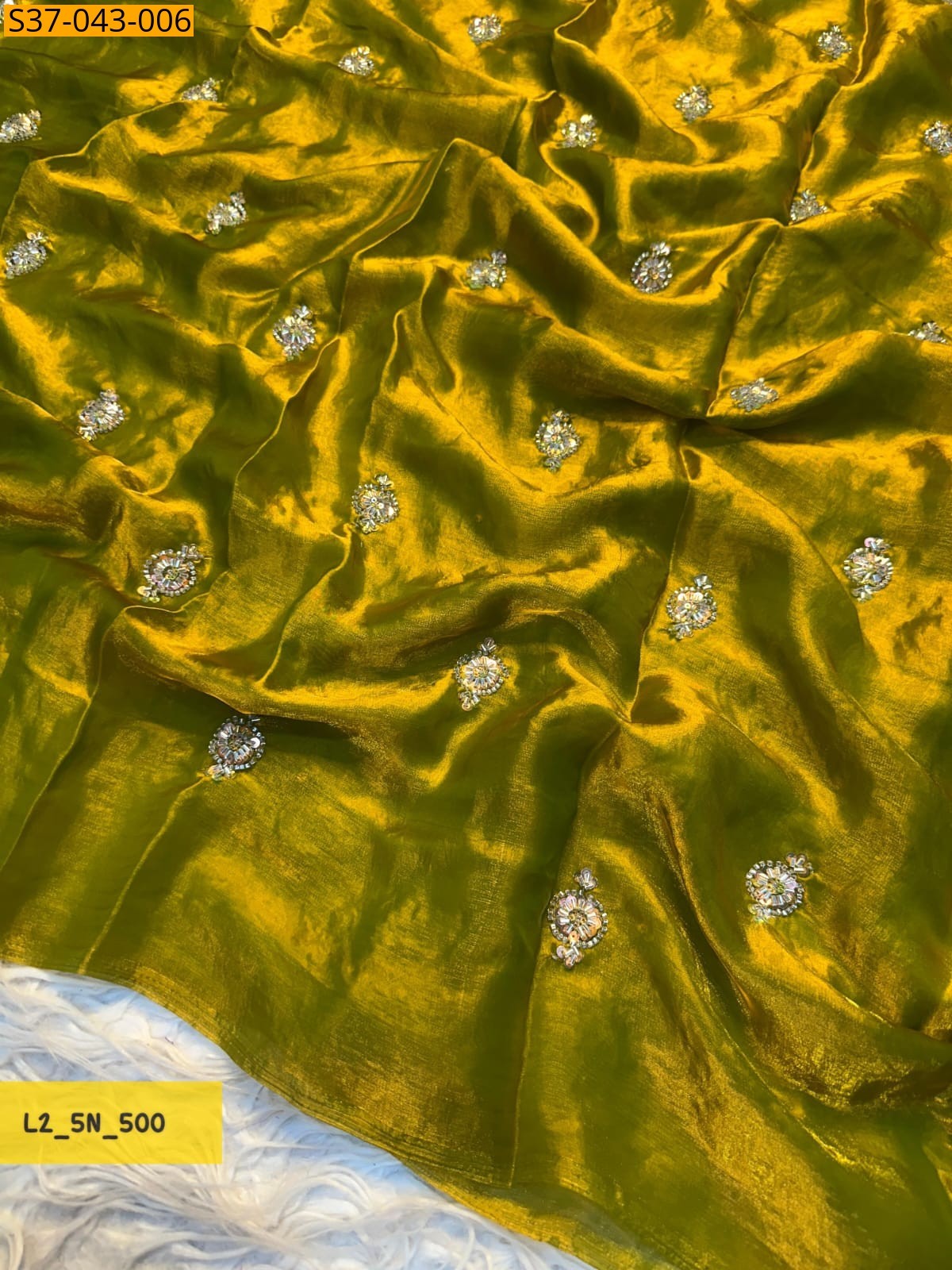 Gold Fancy Fendy satin Saree