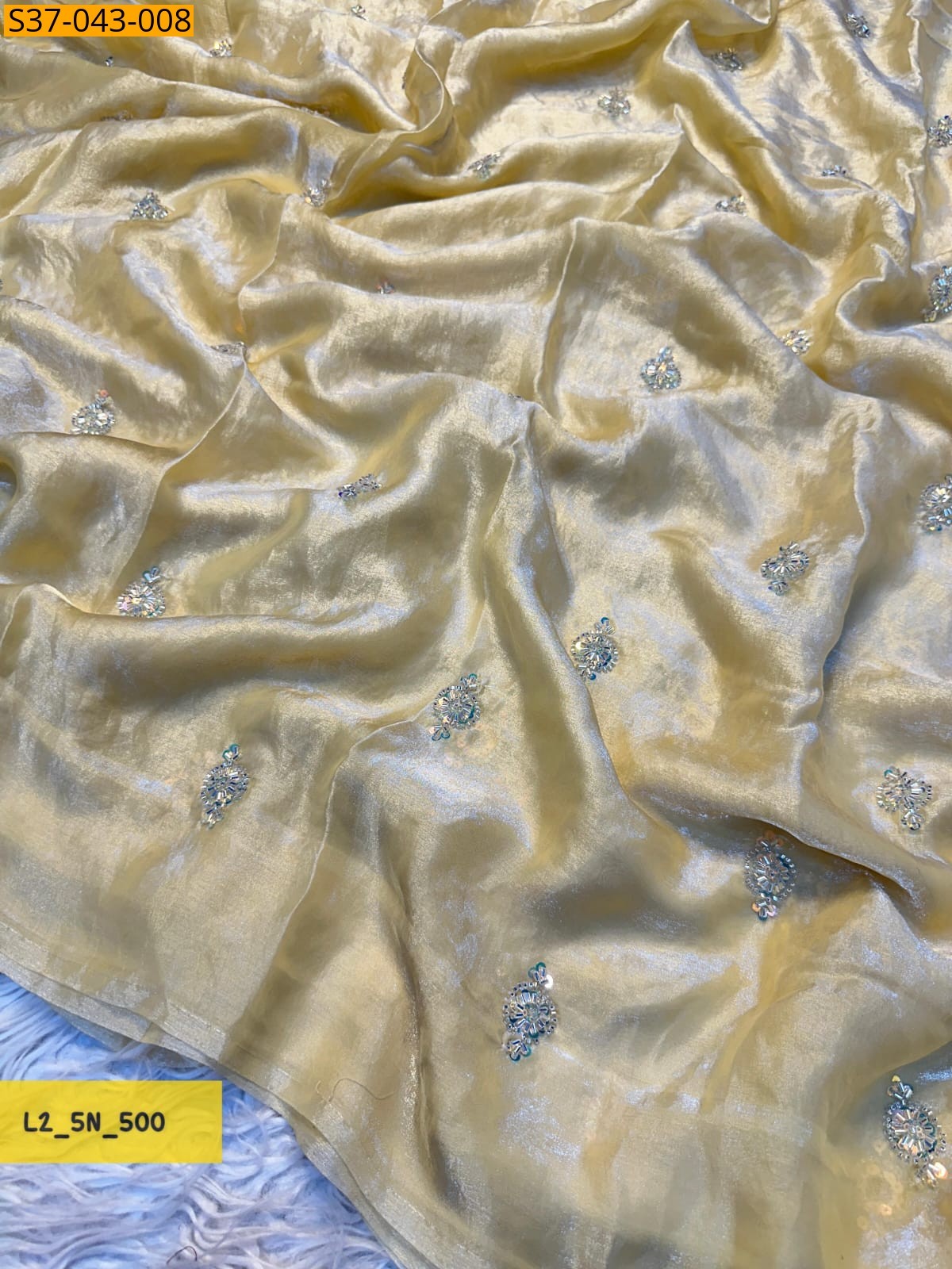 Half White Fancy Fendy satin Saree