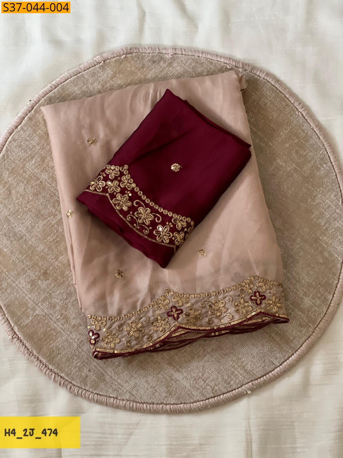 Light Peach Fancy Rangoli silk Saree