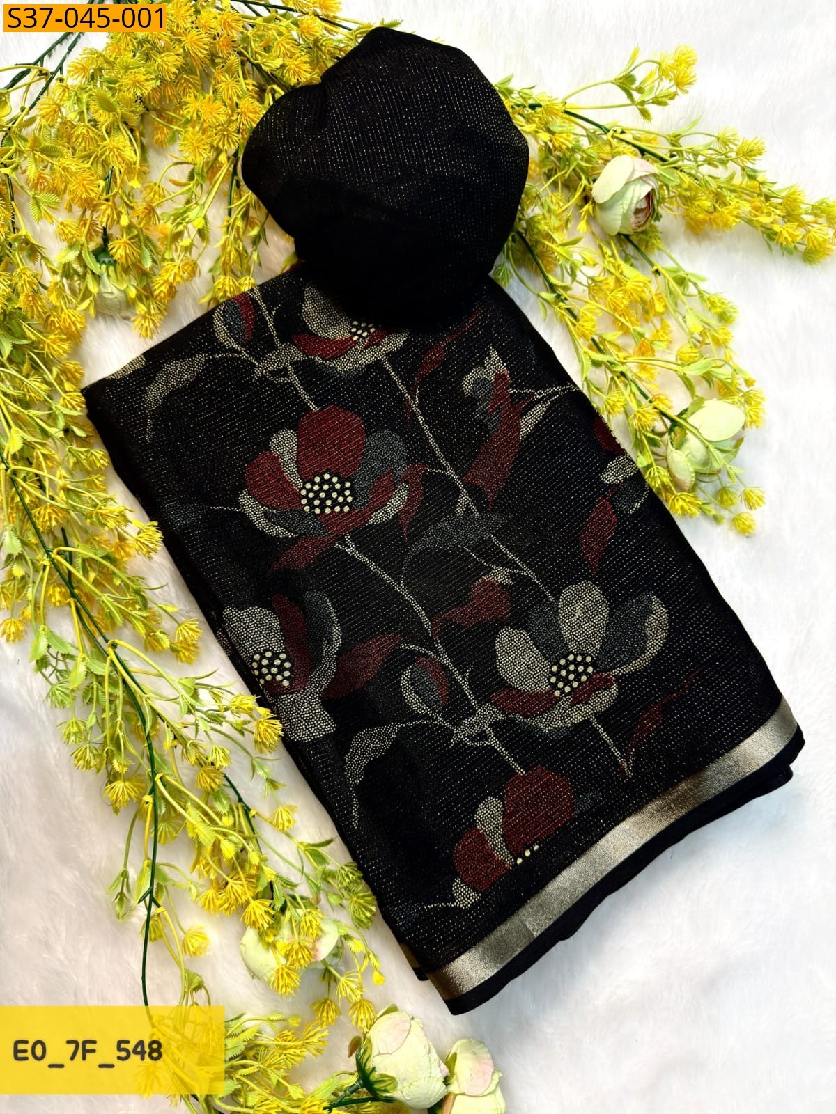 Black Fancy chinon silk Saree