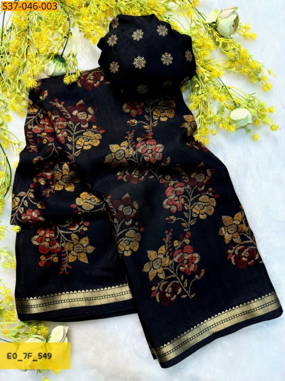 Black Fancy Tussar Saree