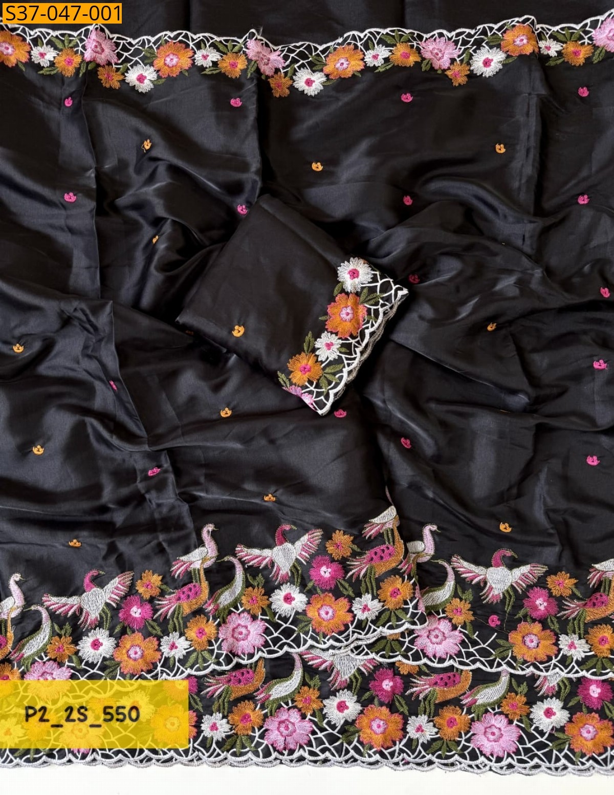Black Fancy Tussar Silk Saree