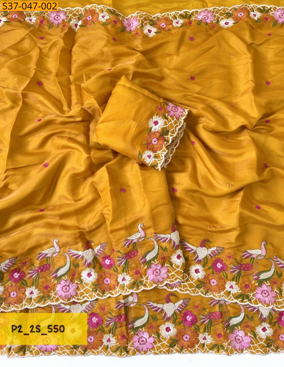 Mustard Fancy Tussar Silk Saree