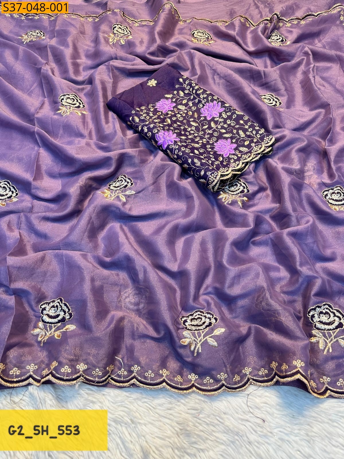 Lavnder Fancy star georgette sarees