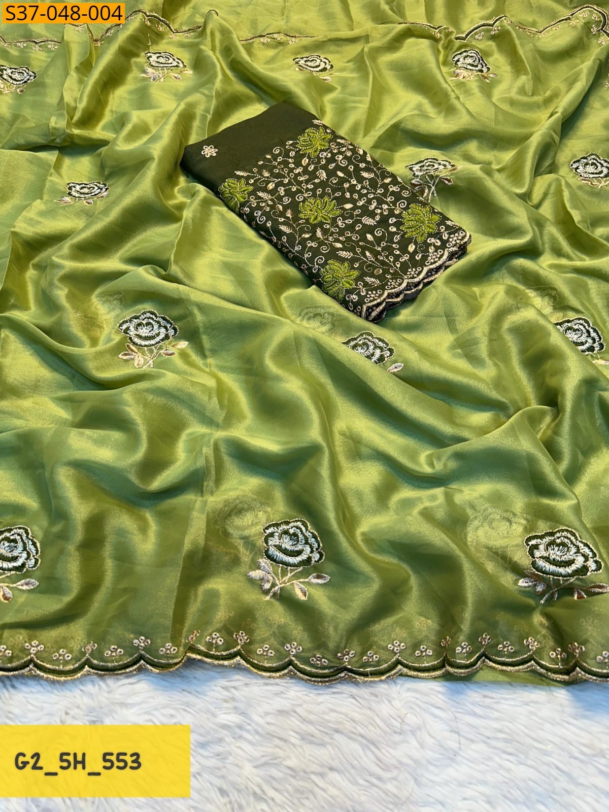 Green Fancy star georgette sarees