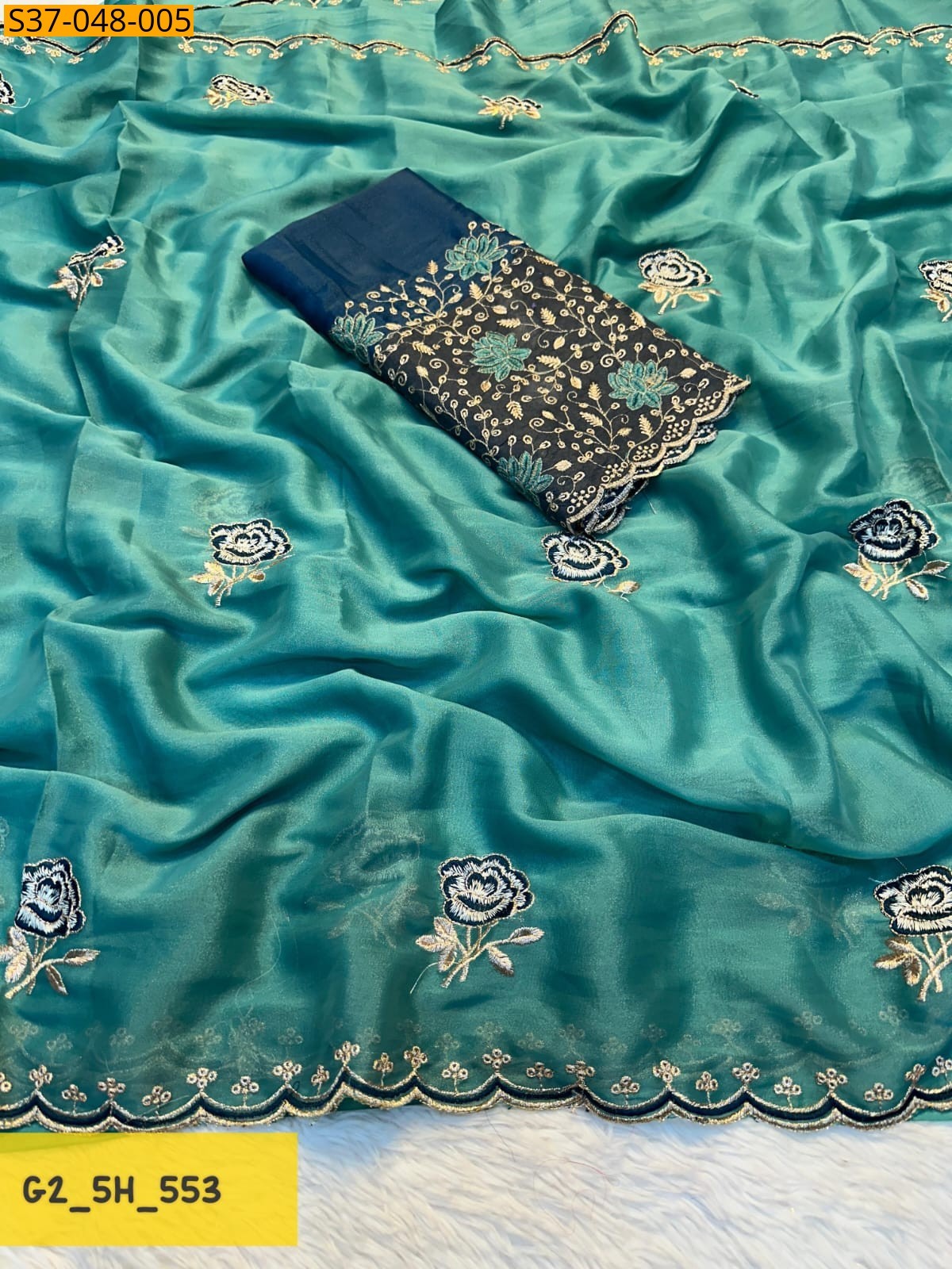 Blue Fancy star georgette sarees