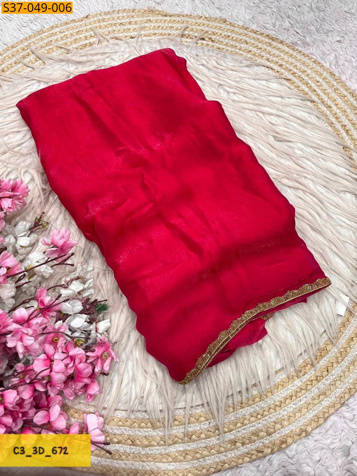 Pink Fancy Sattin chiffon Saree