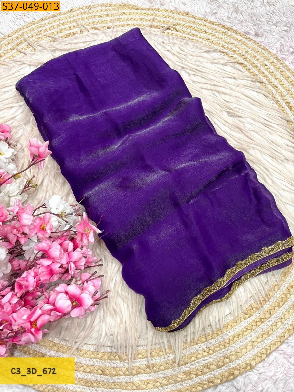 Violet Fancy Sattin chiffon Saree