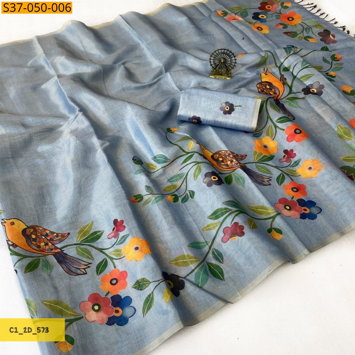 Grey Fancy Erode Tissue Silk Saree