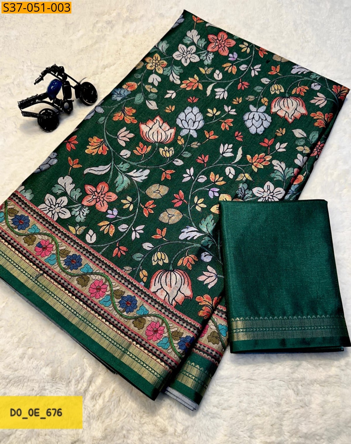 Green Fancy Tussar Silk Saree