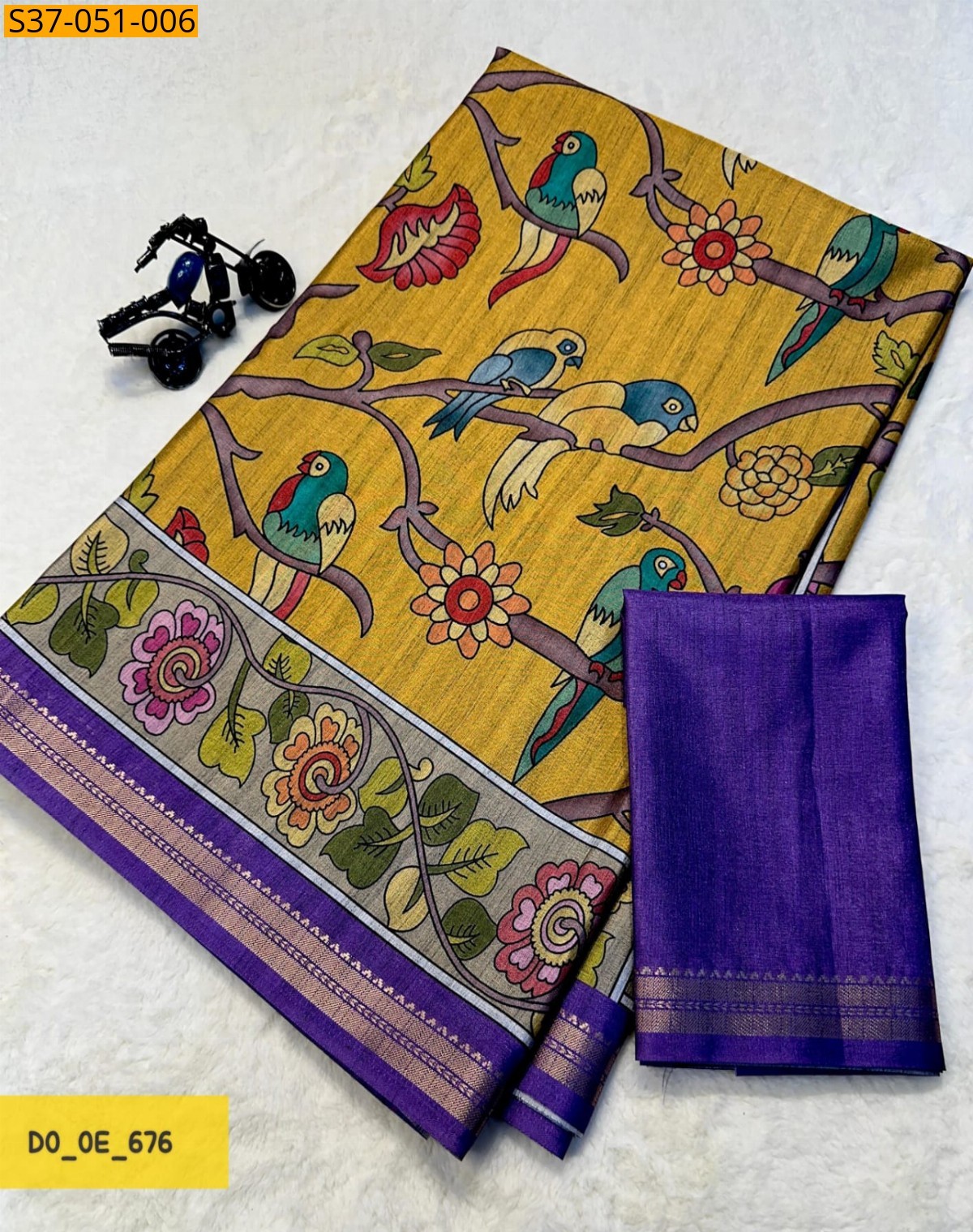 Mustard Fancy Tussar Silk Saree