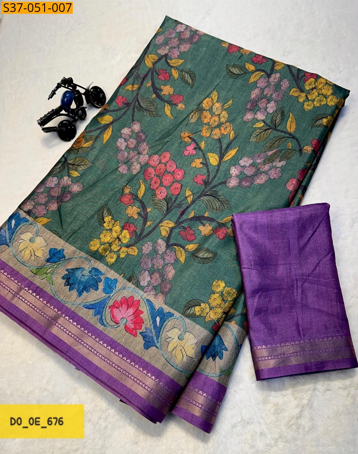 Green Fancy Tussar Silk Saree