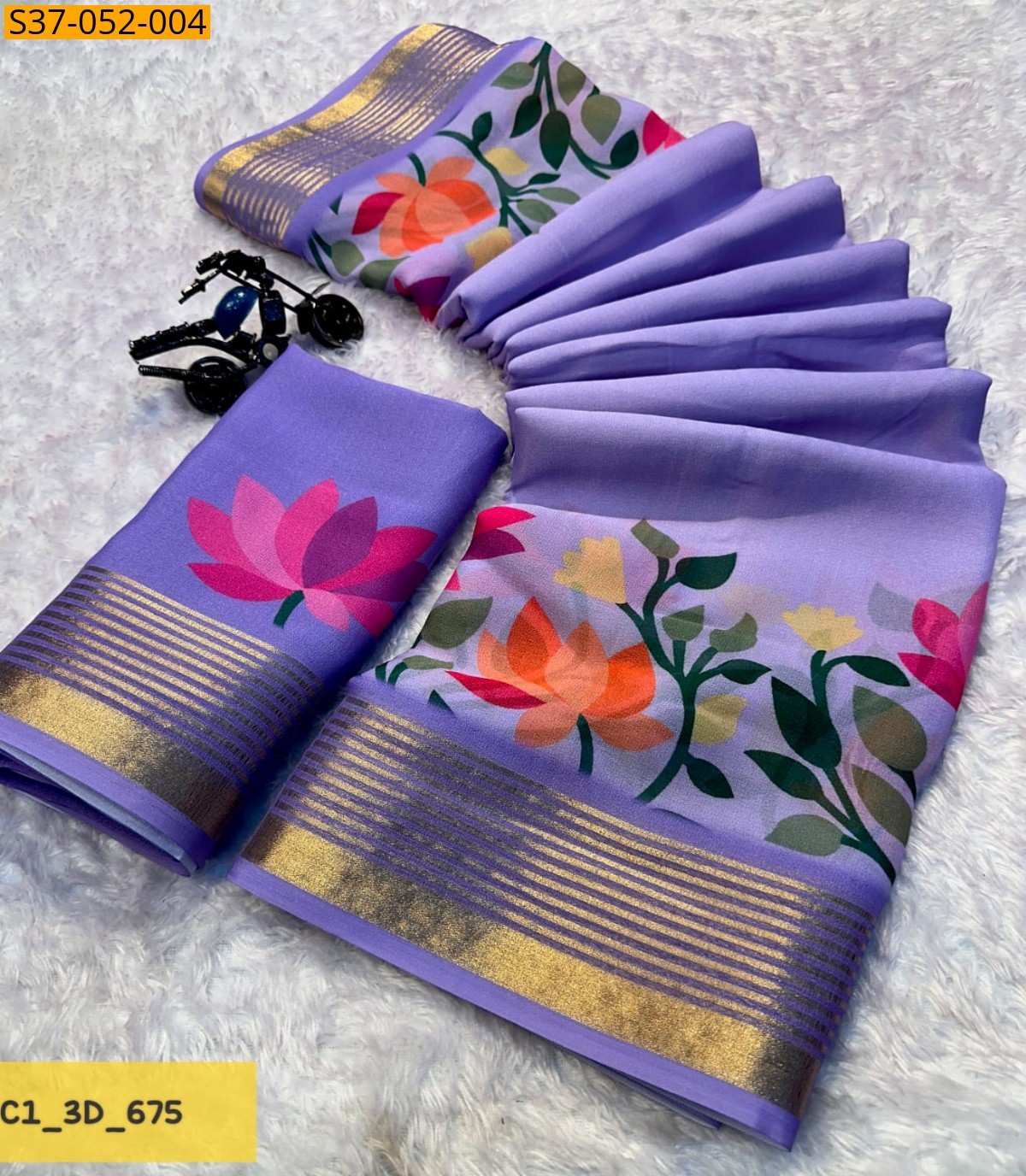 Lavender Fancy Georgette Saree