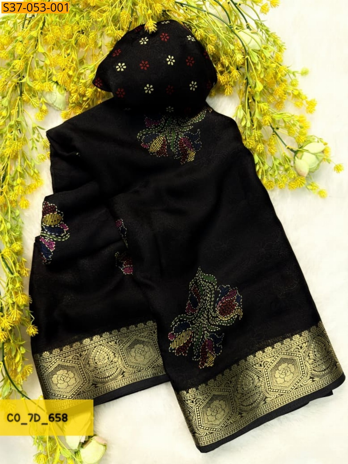 Black Fancy Marsh mellow Saree
