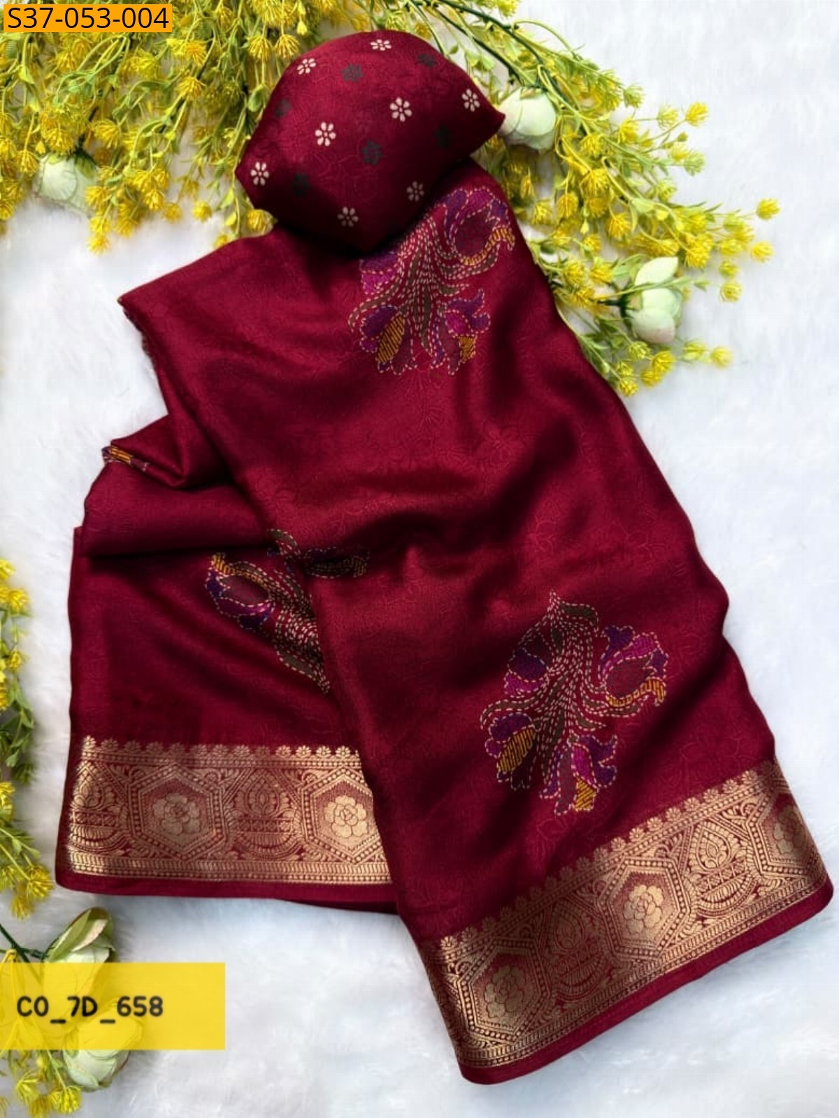 Red Fancy Marsh mellow Saree