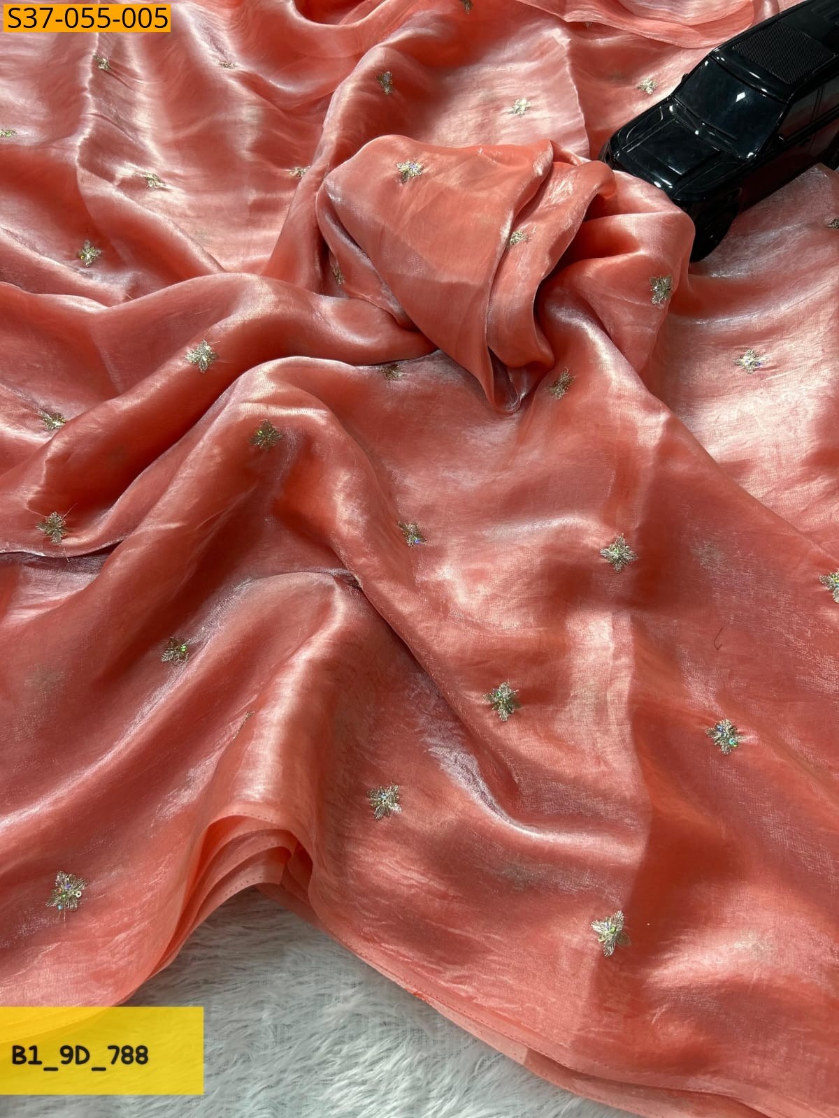 Peach Fancy Space silk saree