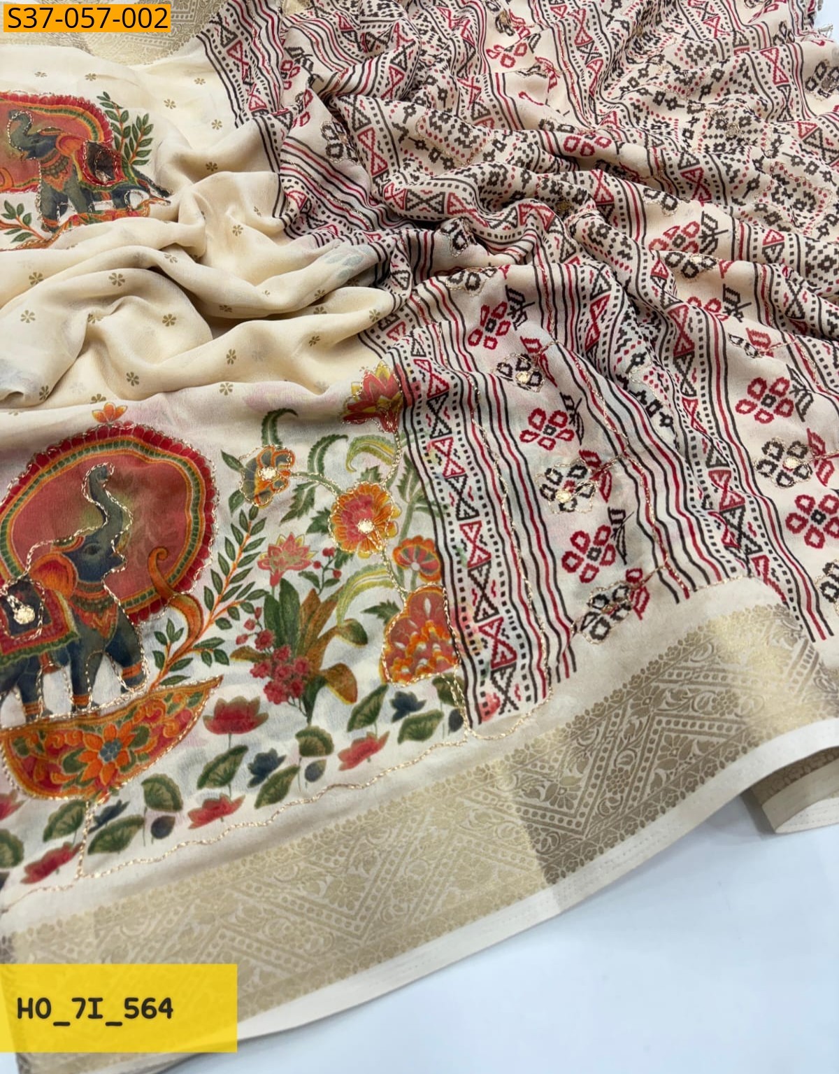 White Fancy Marsh Mellow saree