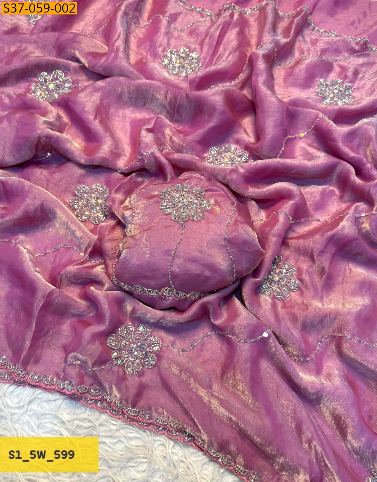 Baby Pink Fancy Space Silk Saree