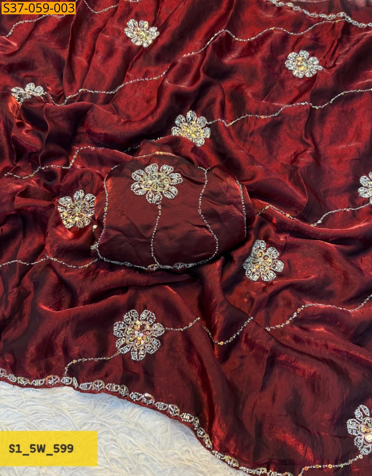 Maroon Fancy Space Silk Saree