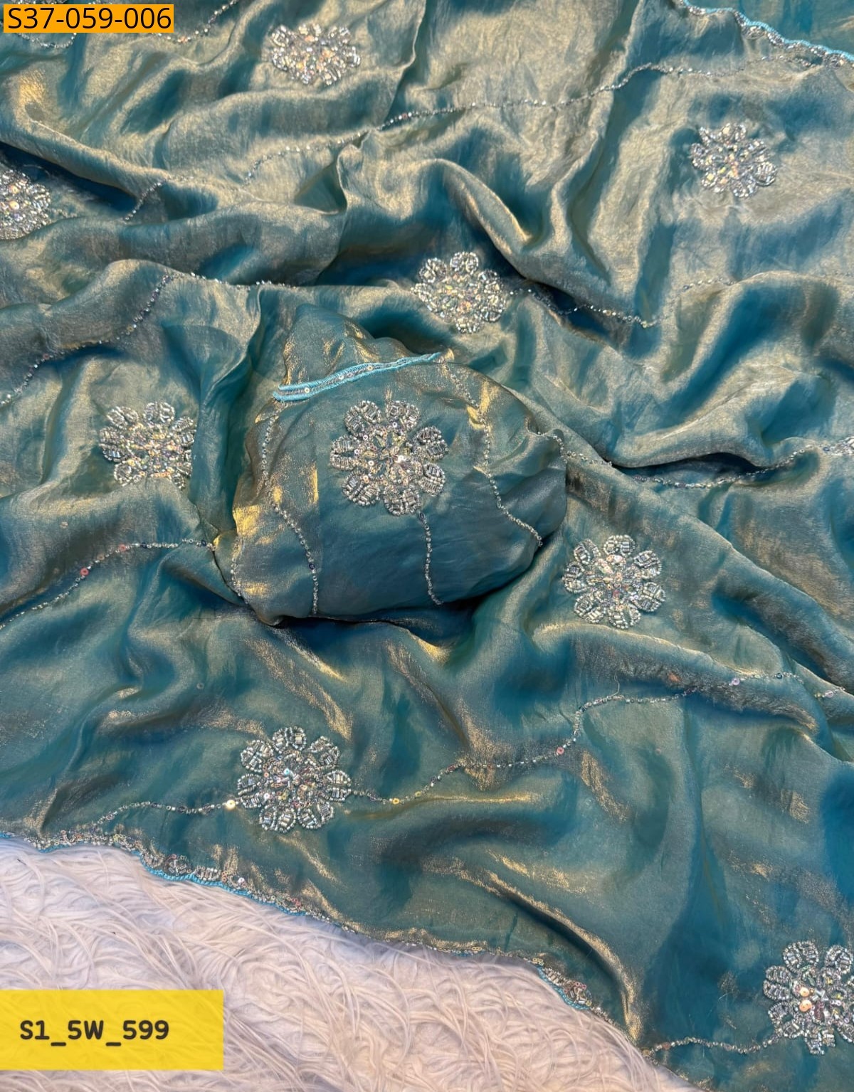 Green Fancy Space Silk Saree