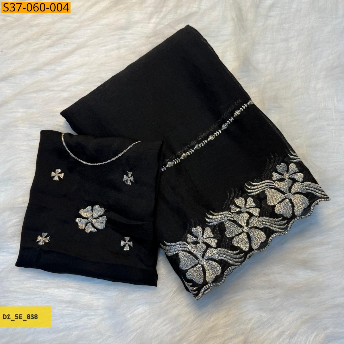 Black Fancy rangoli Silk saree