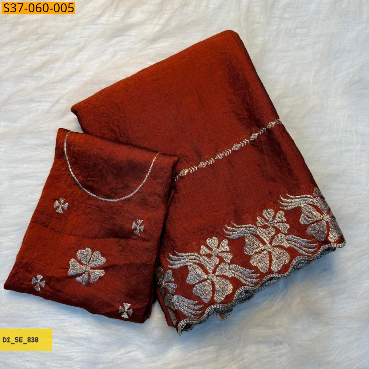 Orange Fancy rangoli Silk saree