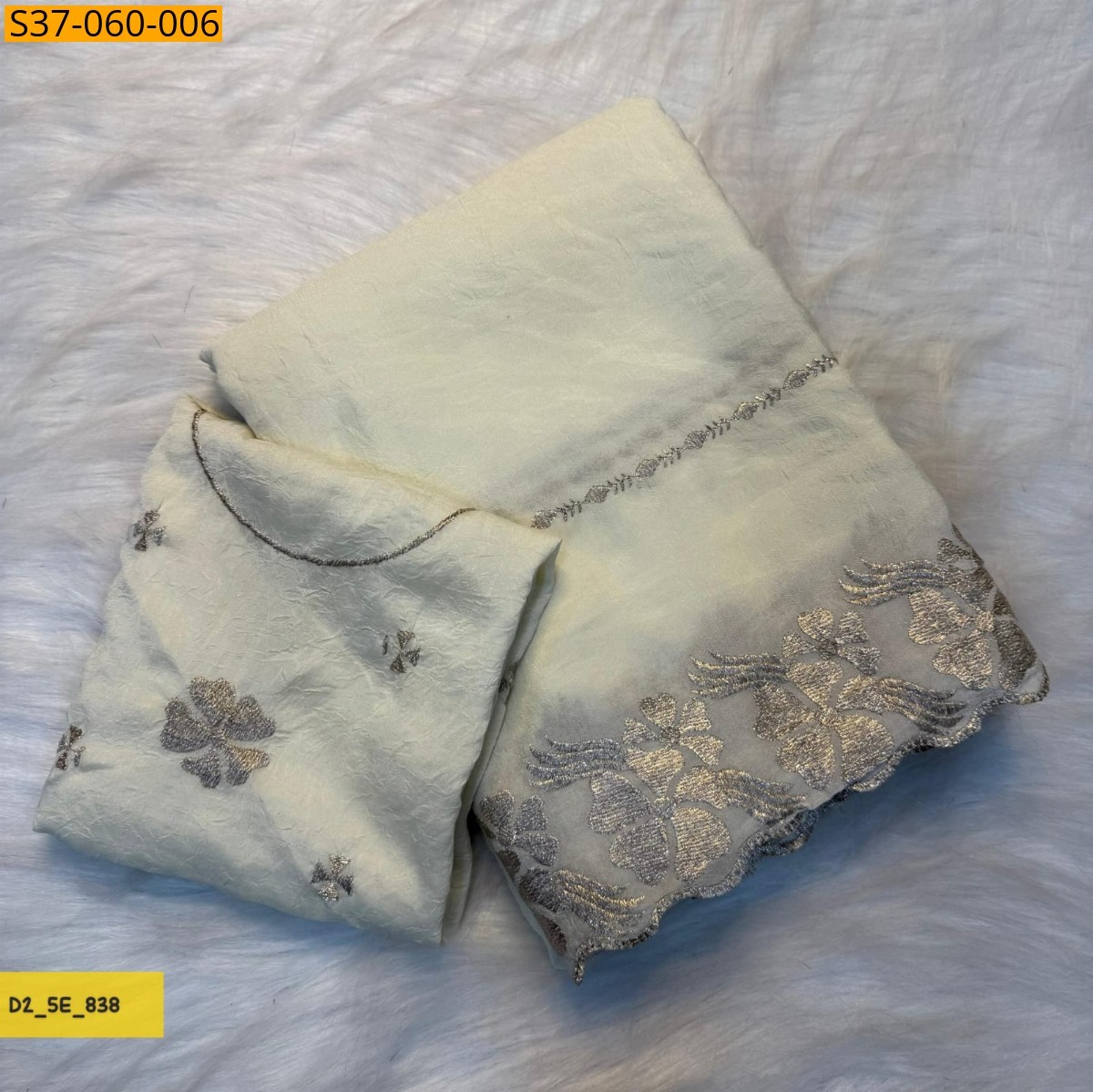 White Fancy rangoli Silk saree