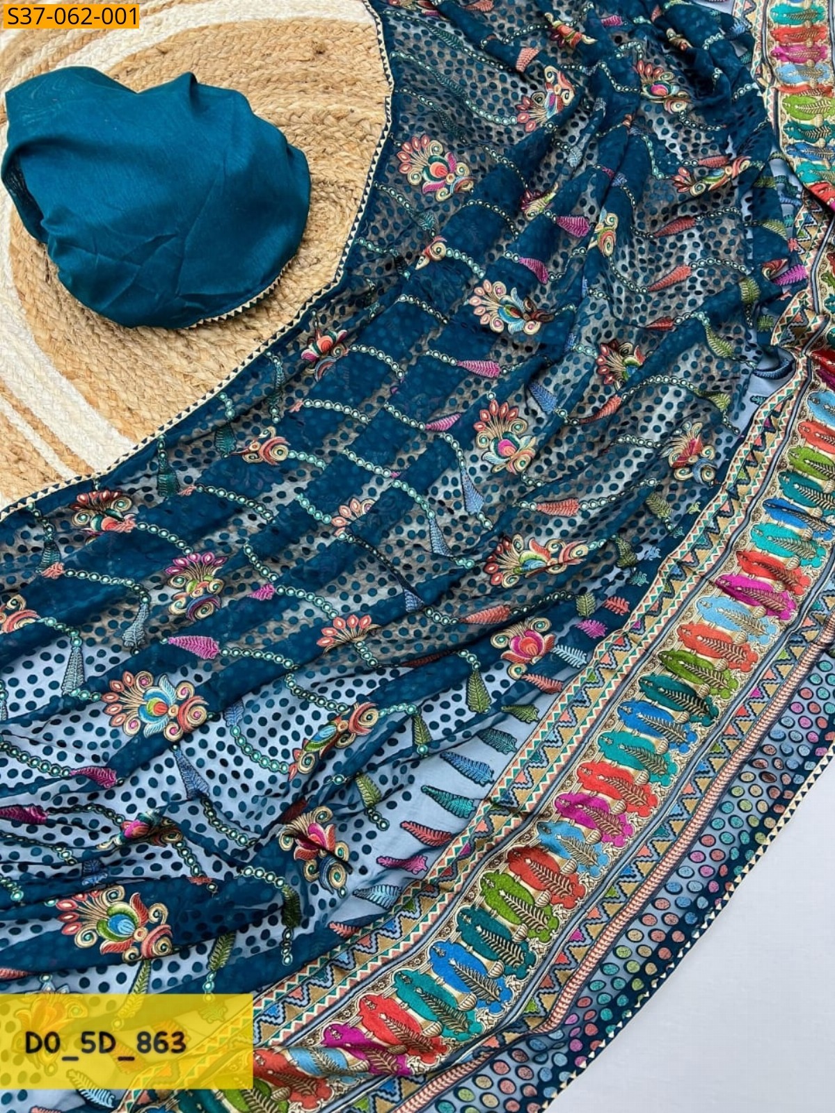 Blue Fancy Banglori Silk Saree
