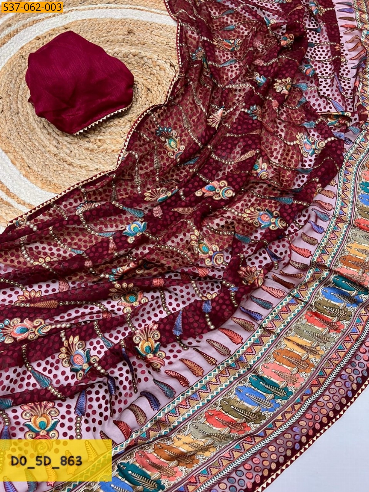 Maroon Fancy Banglori Silk Saree