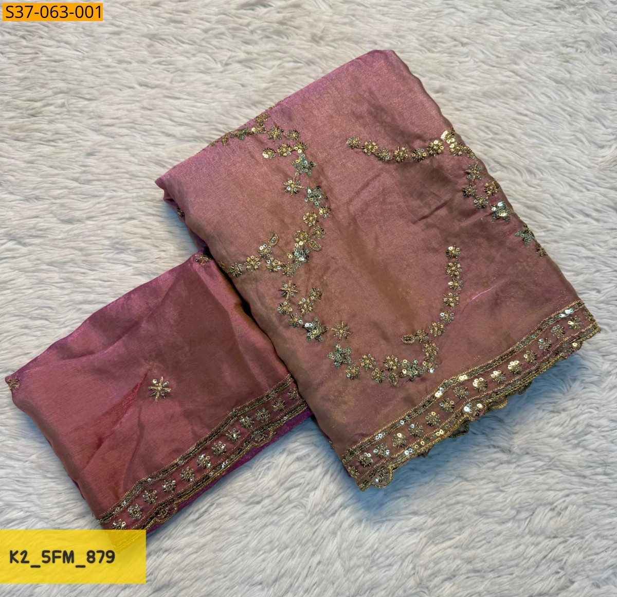Baby Pink Fancy Space Silk Saree