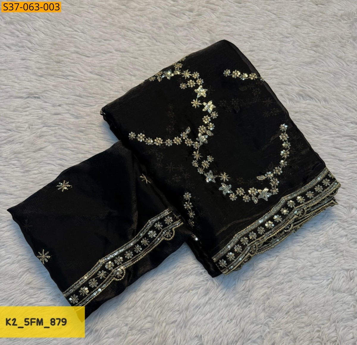 Black Fancy Space Silk Saree