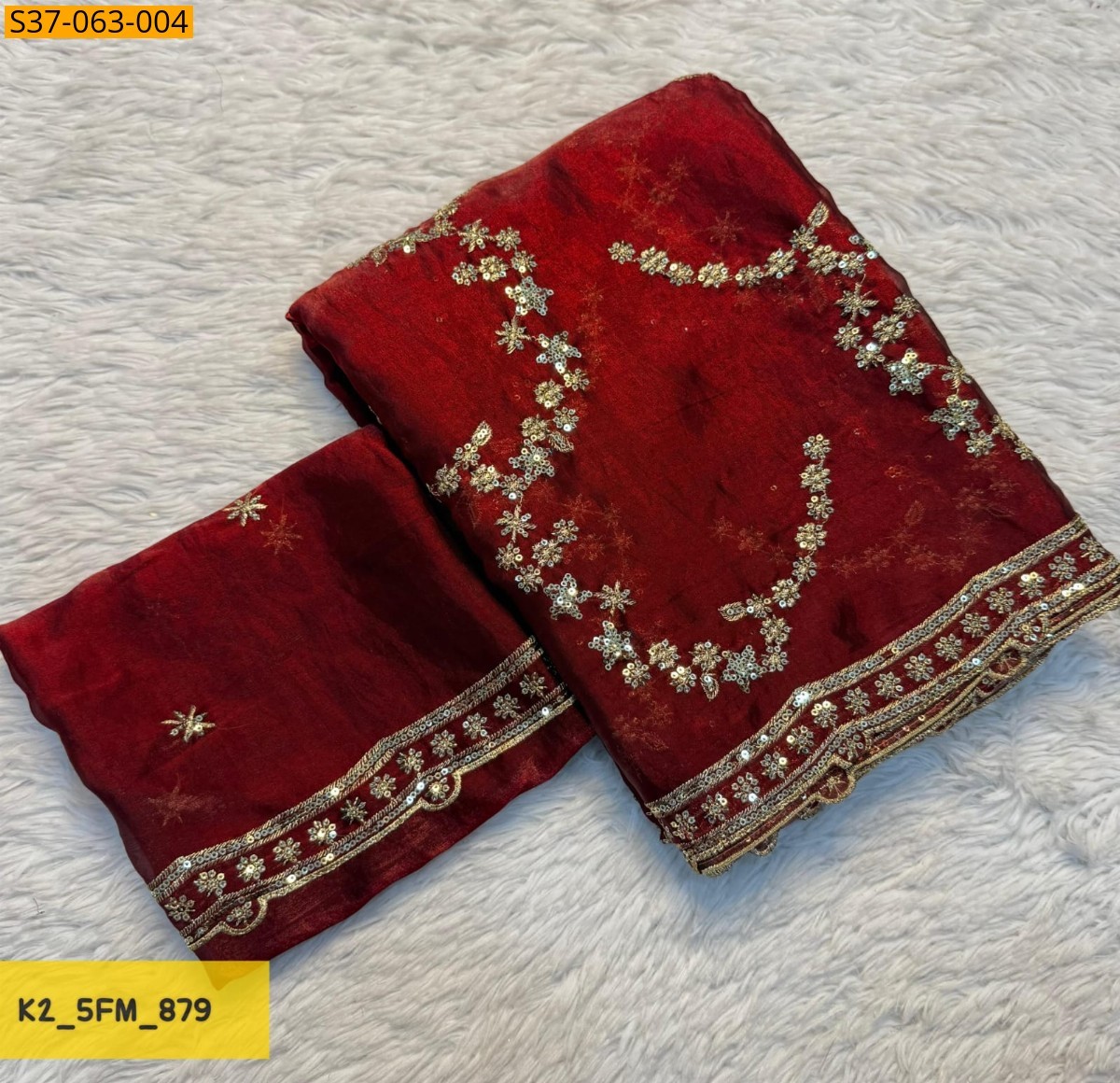 Red Fancy Space Silk Saree