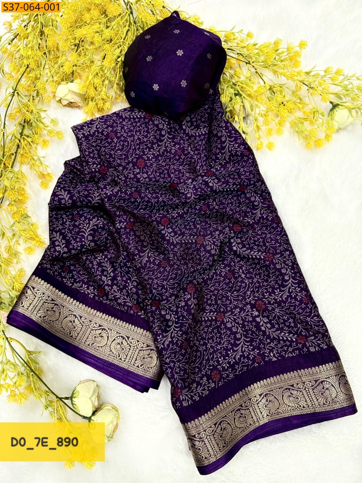 Violet Fancy Soft bleck dola Silk Saree