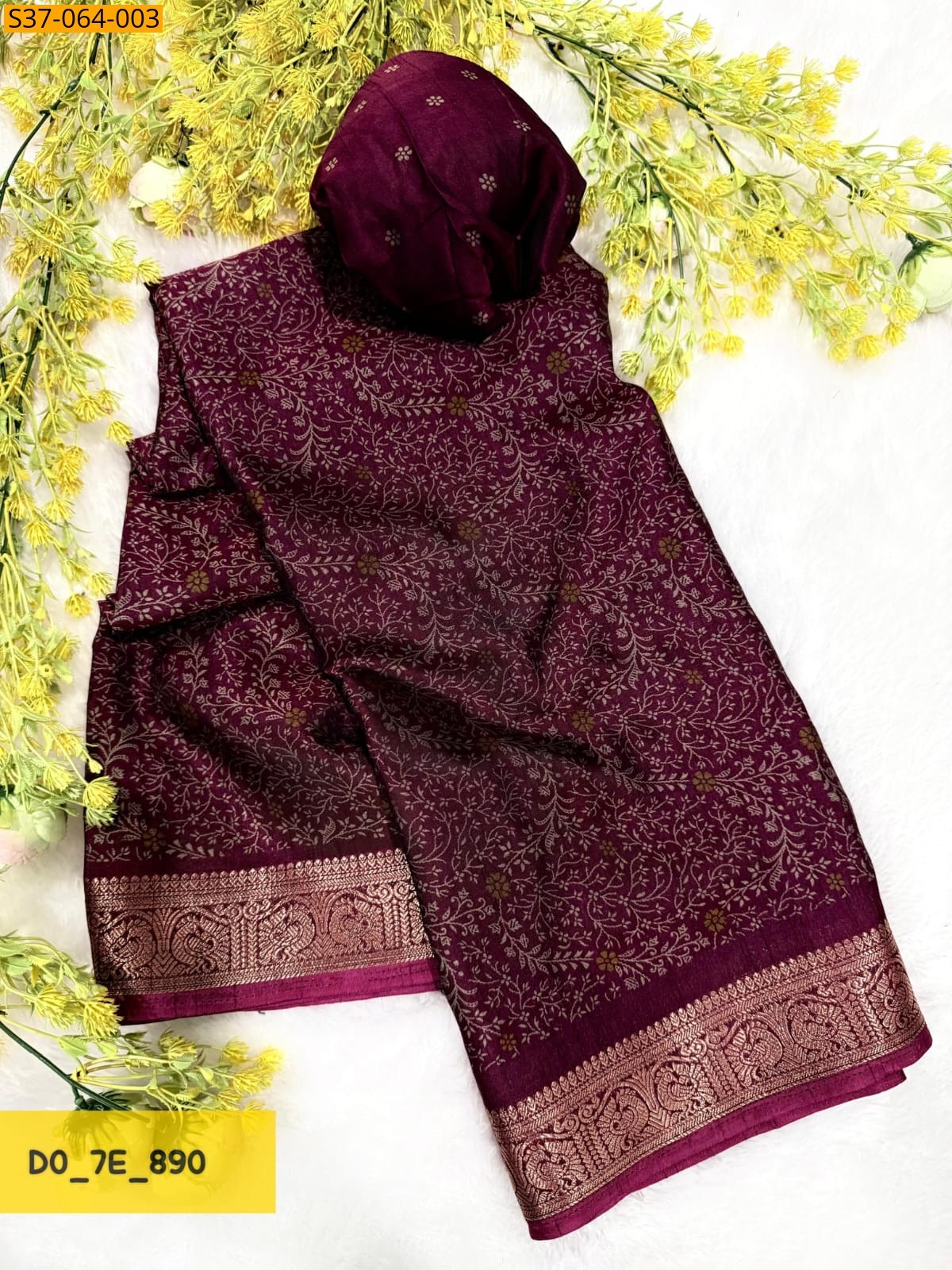 Maroon Fancy Soft bleck dola Silk Saree