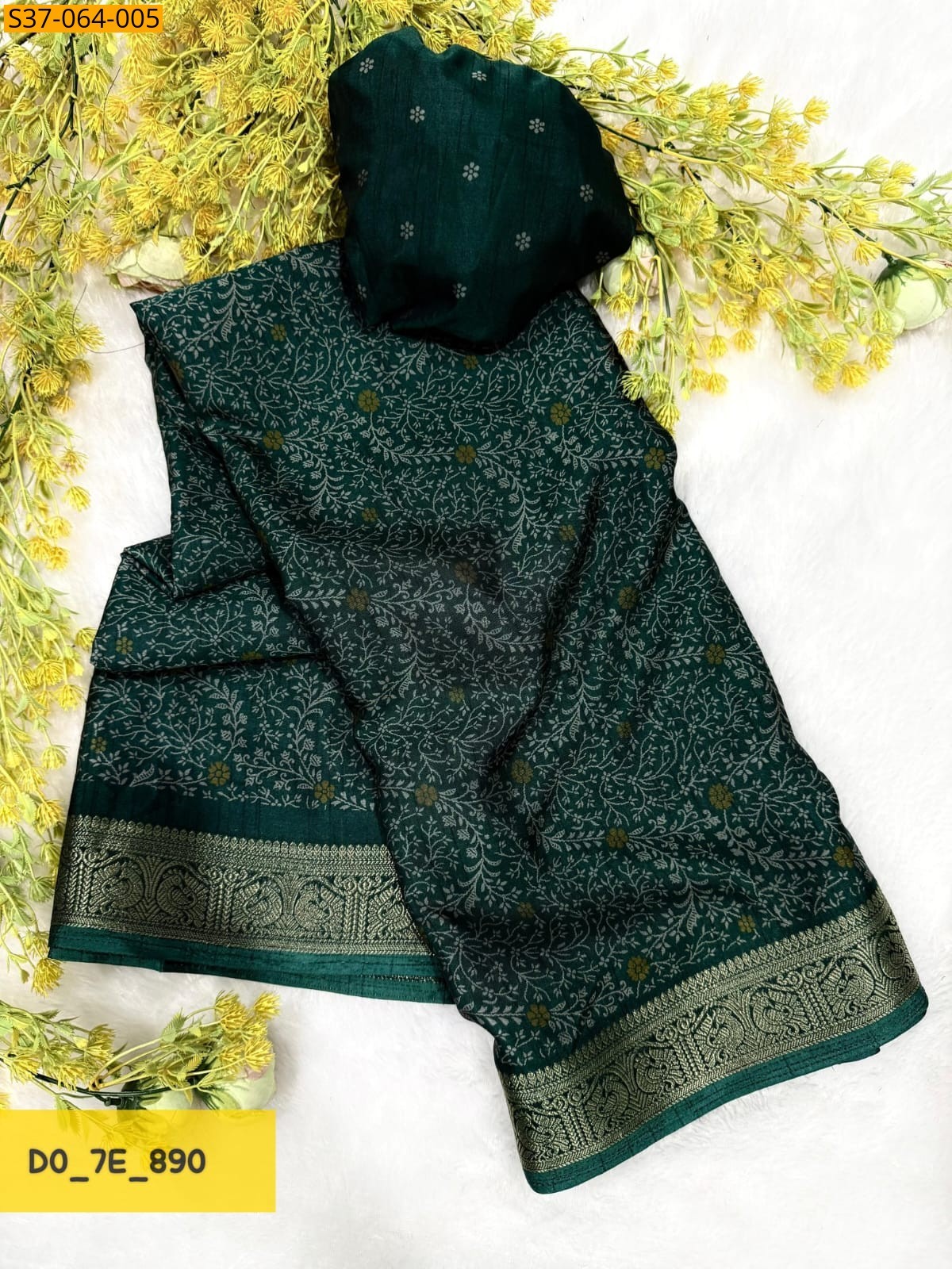 Morpitch Fancy Soft bleck dola Silk Saree