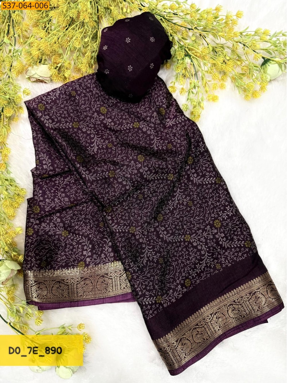 Fancy Soft bleck dola Silk Saree