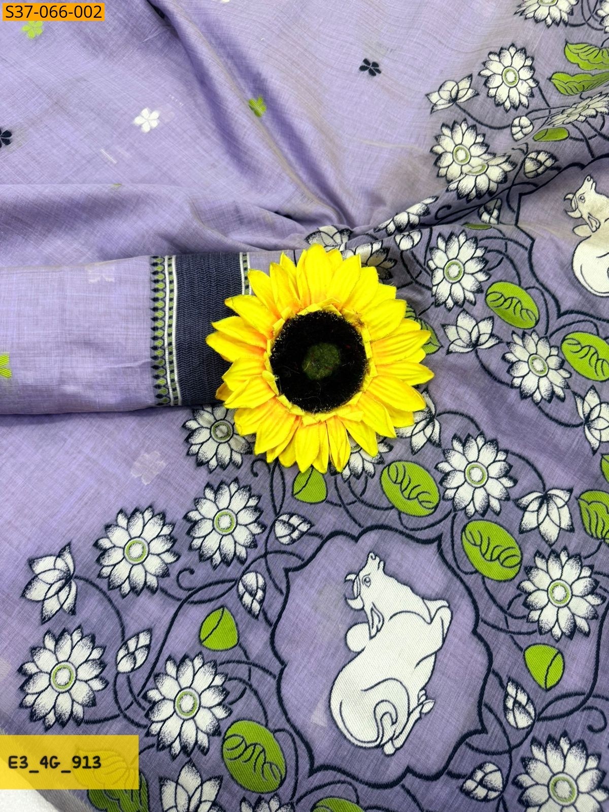 Violet Fancy Muga Cotton Saree