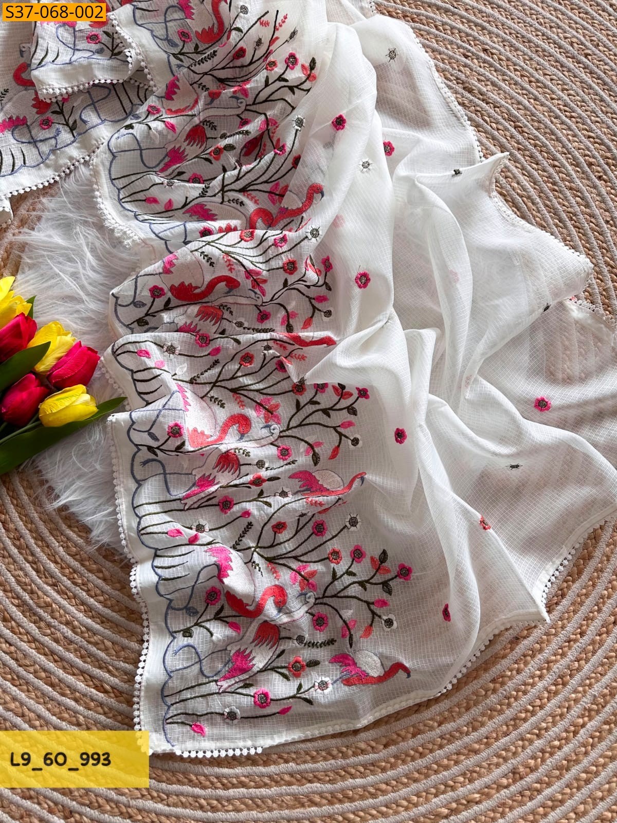 Half White Fancy Soft Kota doriya Saree