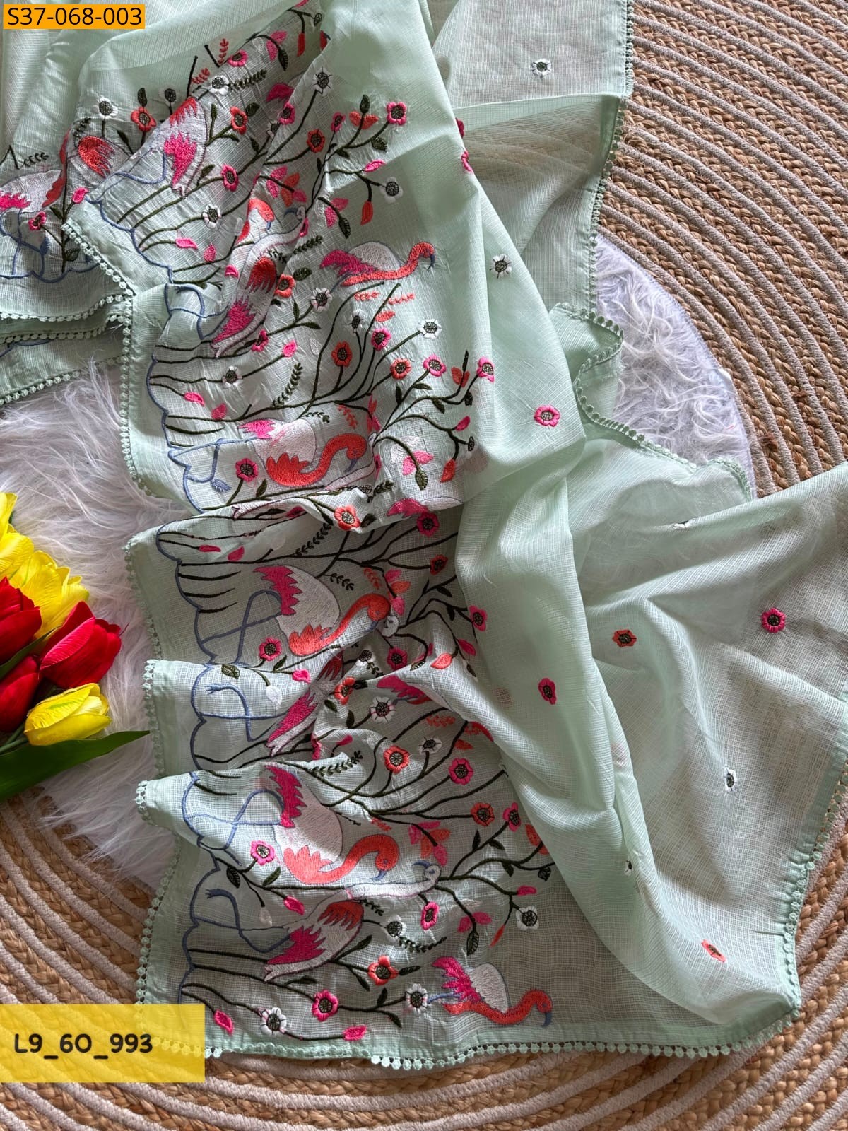 Green Fancy Soft Kota doriya Saree