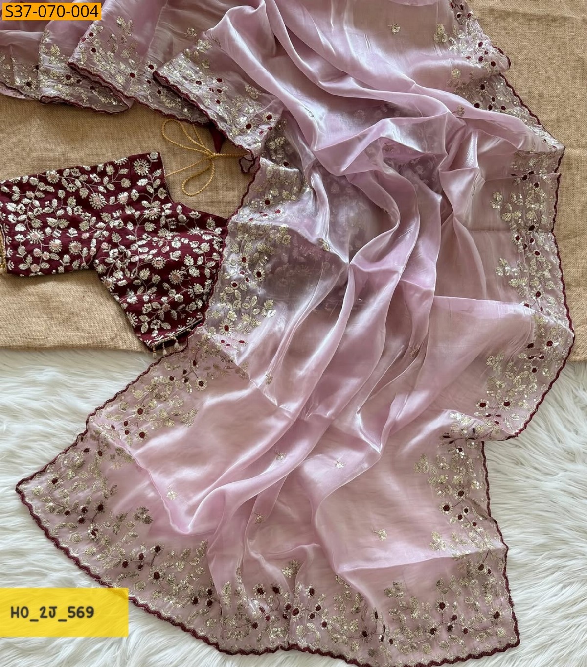 Pink Fancy Soft Satin Jimmy choo Silk Saree