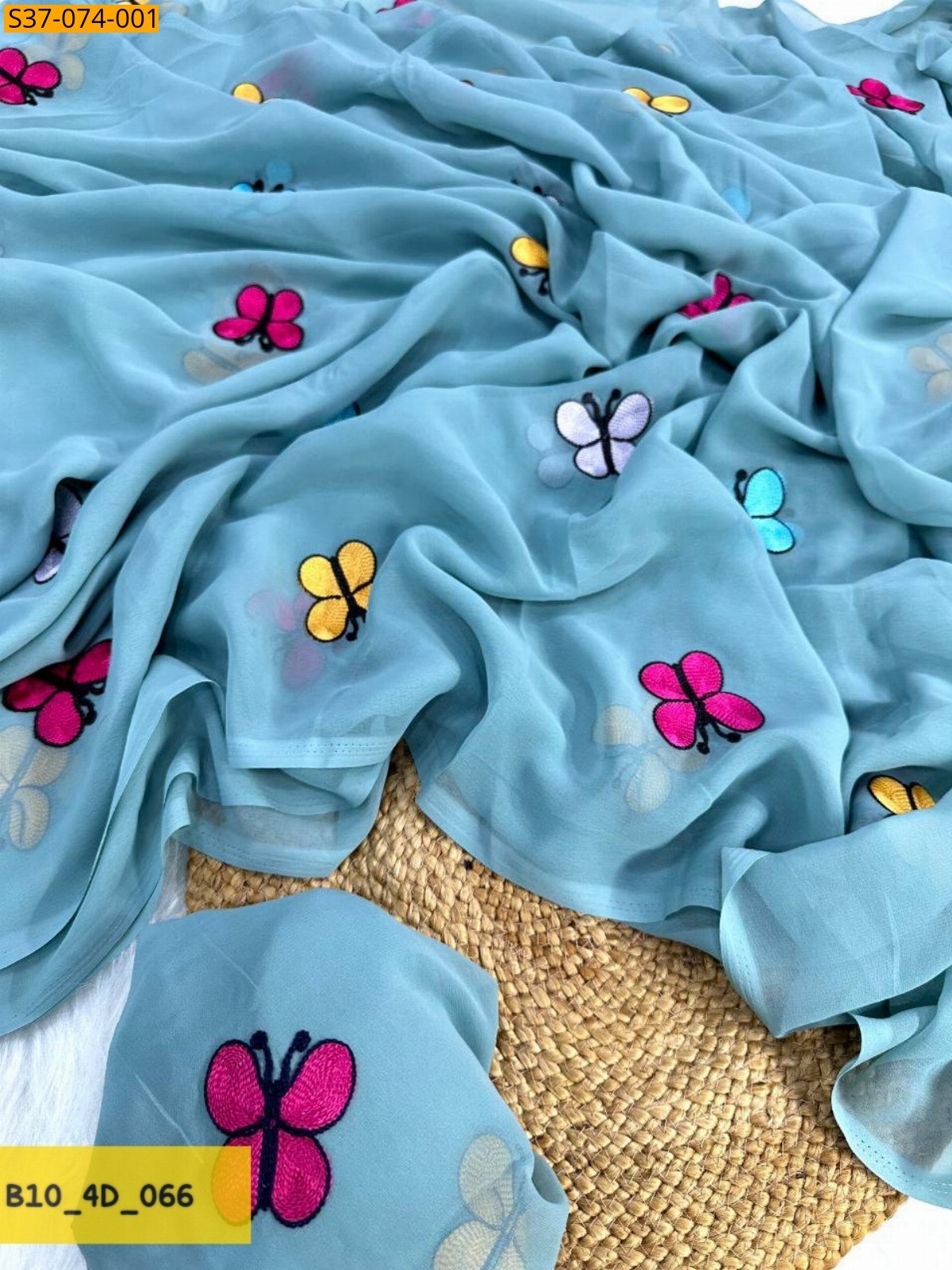 Sky Blue Fancy Georgette Saree