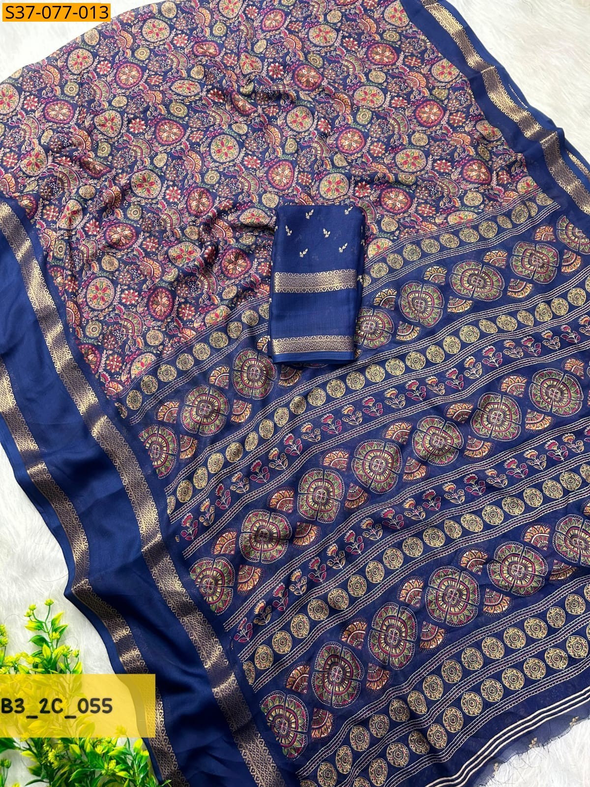 Navy Blue Fancy MassMellow Saree