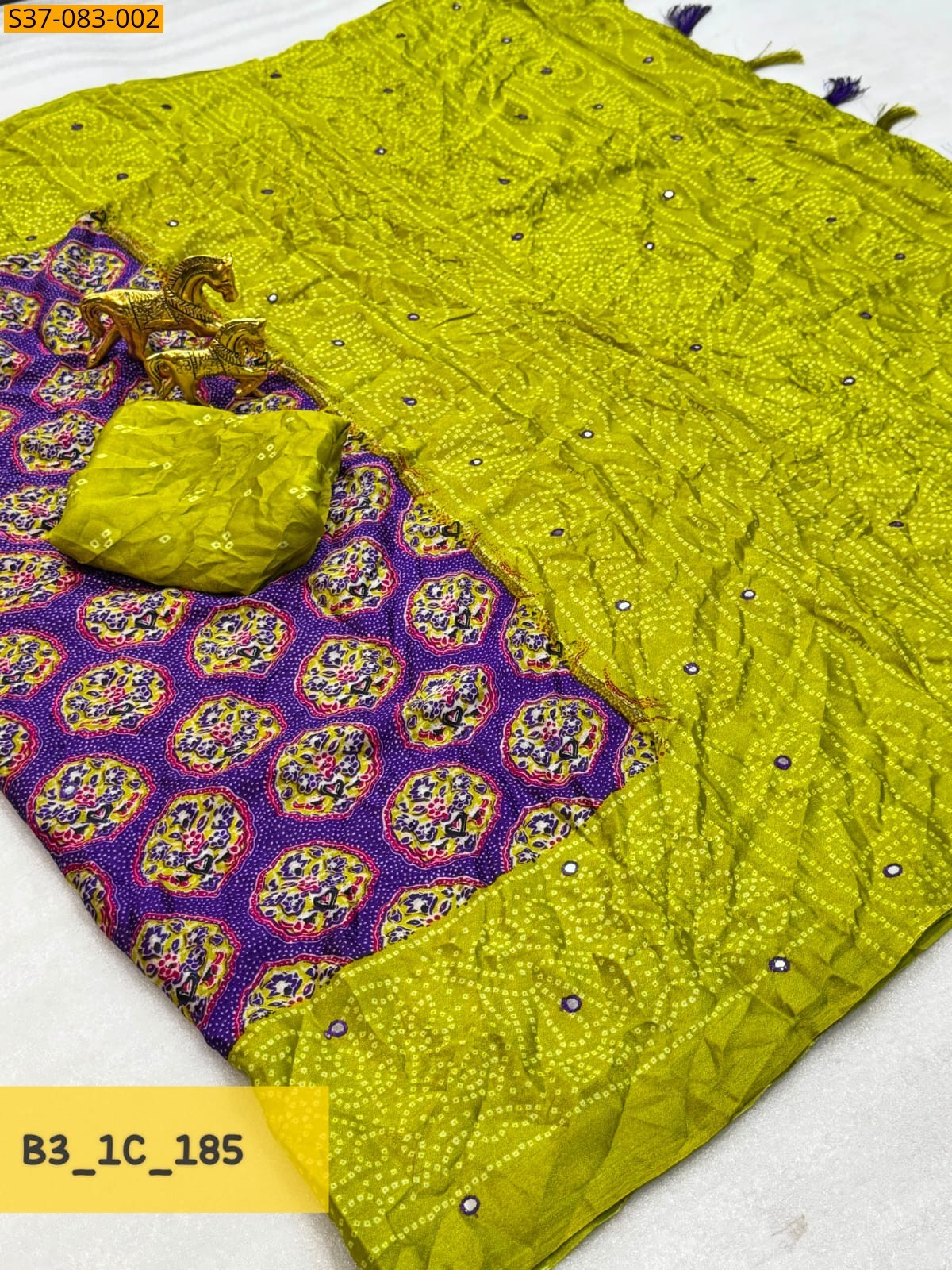 Violet Fancy Moss Bhandhani Printed Saree