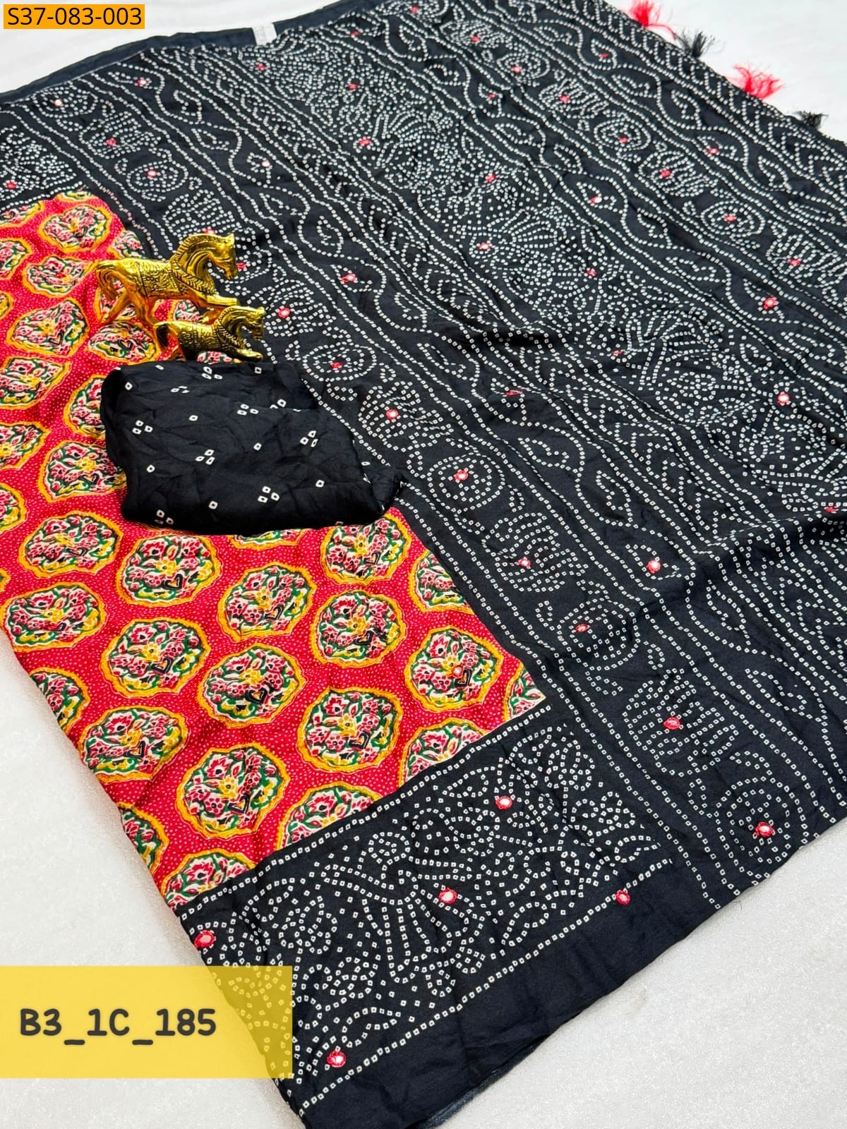 Orange Fancy Moss Bhandhani Printed Saree