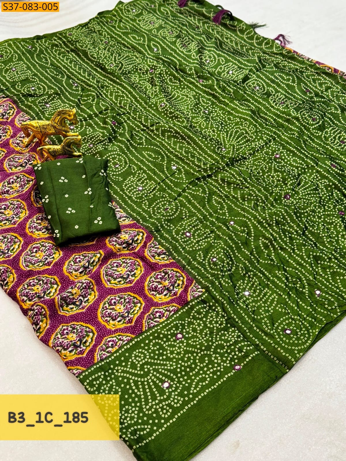 Maroon Fancy Moss Bhandhani Printed Saree