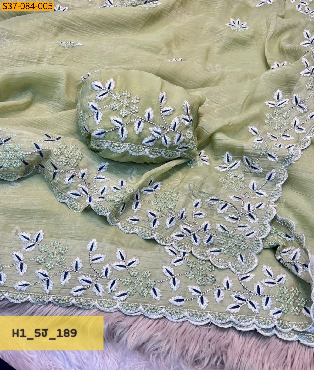 Green Fancy Crunchy Silk Saree
